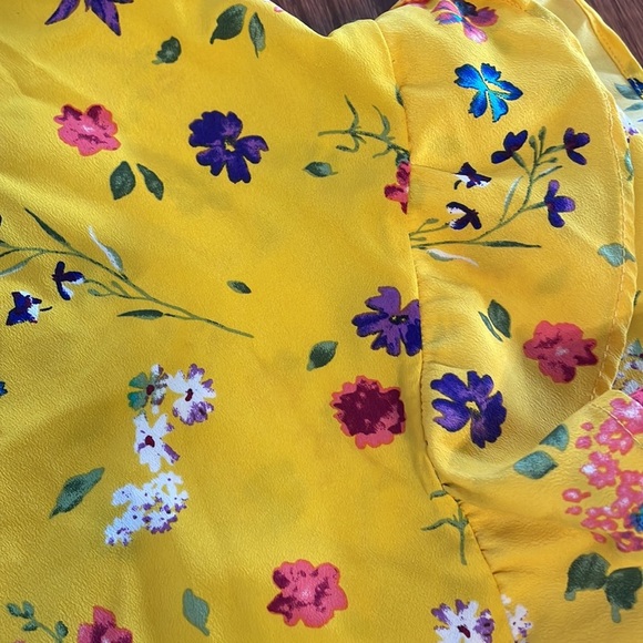 PLEIONE yellow floral garden blouse shirt sleeve tiered ruffle size XL - Picture 9 of 10